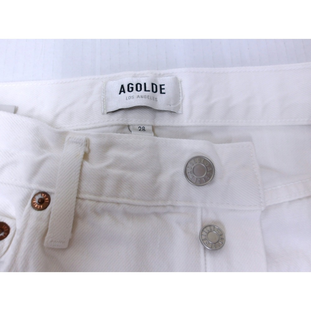 Agolde High Rise Straight Leg Jeans White Denim 28w x 29L Button Fly/#26593